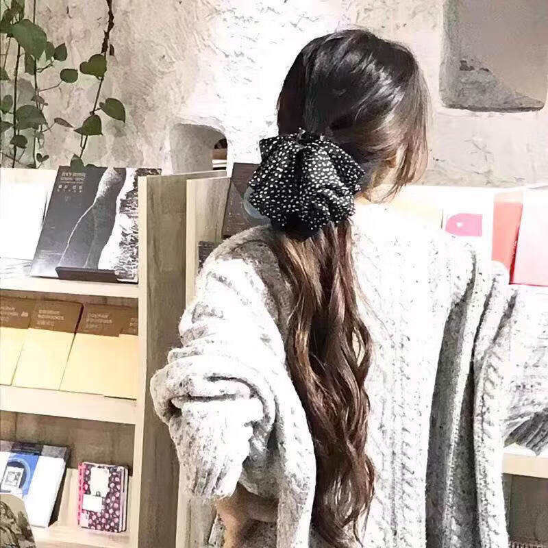 Dongyi Selected Vintage Polka Dot Three-Layer Tulle Bow Ponytail Clip Half-Up Hair Bun Shark Clip Hair Accessories 7