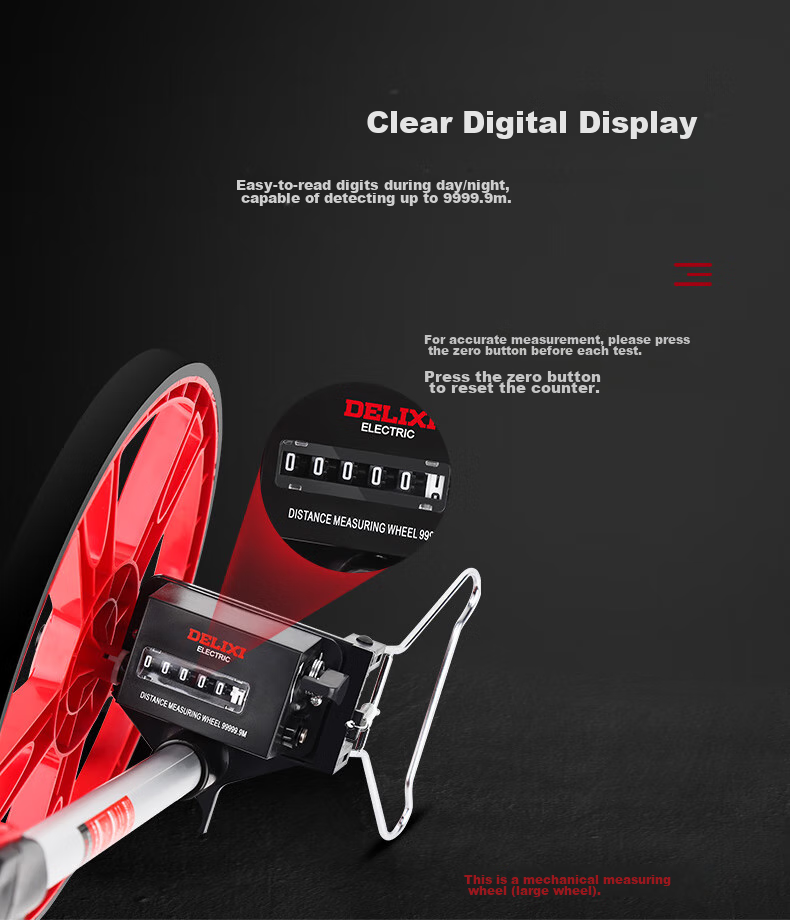 DELIXI ELECTRIC Mechanical Measuring Wheel, Ruler-Type Distance Meter, Roller-Type Household Measuring Wheel, 100CM 10