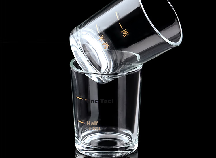 Baijie White Wine Cup Decanter with Gold Inlay and Scale, Strong Liquor Glass, 1 Liang Baijiu Cup, Set of 2 10