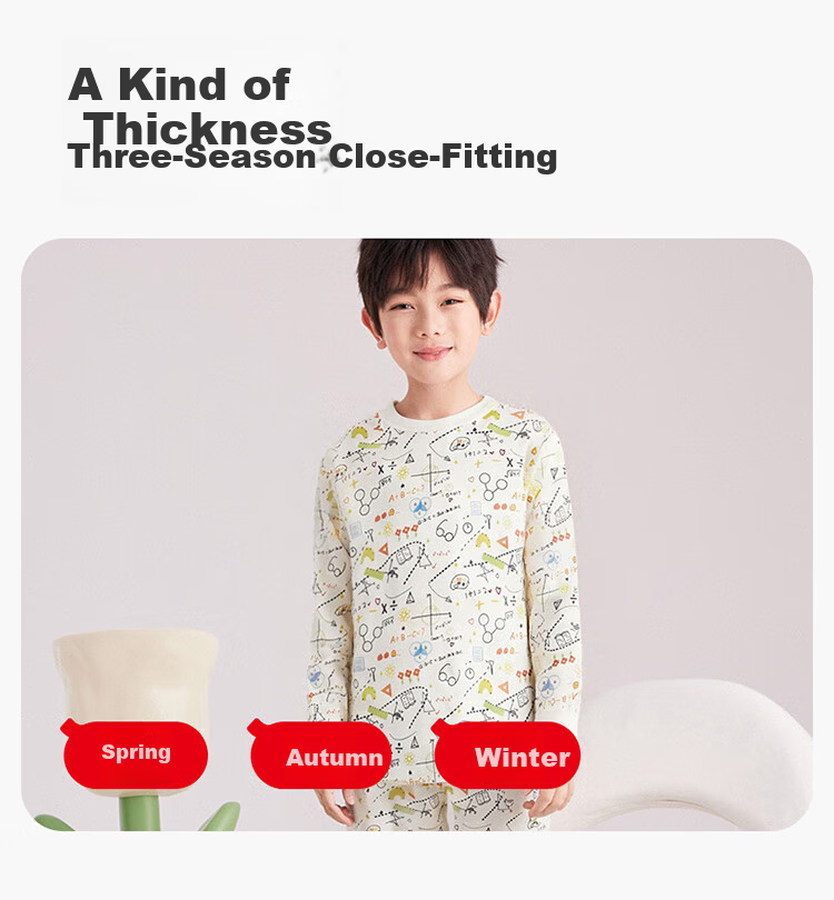 Hodo Children's Thermal Underwear Set Unisex Autumn Clothes A-Class Homewear Rose Rabbit 160 7