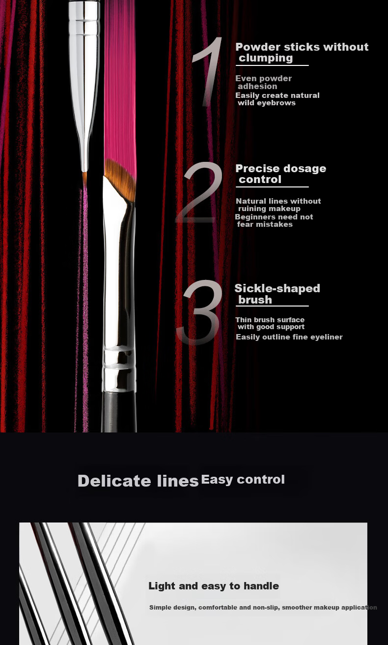 AOLANLA Sickle Eyeliner Brush 2-Pack Ultra-Thin Eye Detail Makeup Brush Blade Under Eye Tear Trough Eyelid to Brow Brush 8