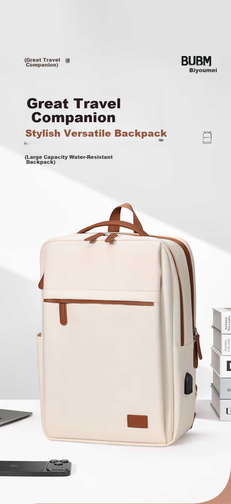 Biyoumei Large Capacity Casual Business Commuter Laptop Backpack for Women 1