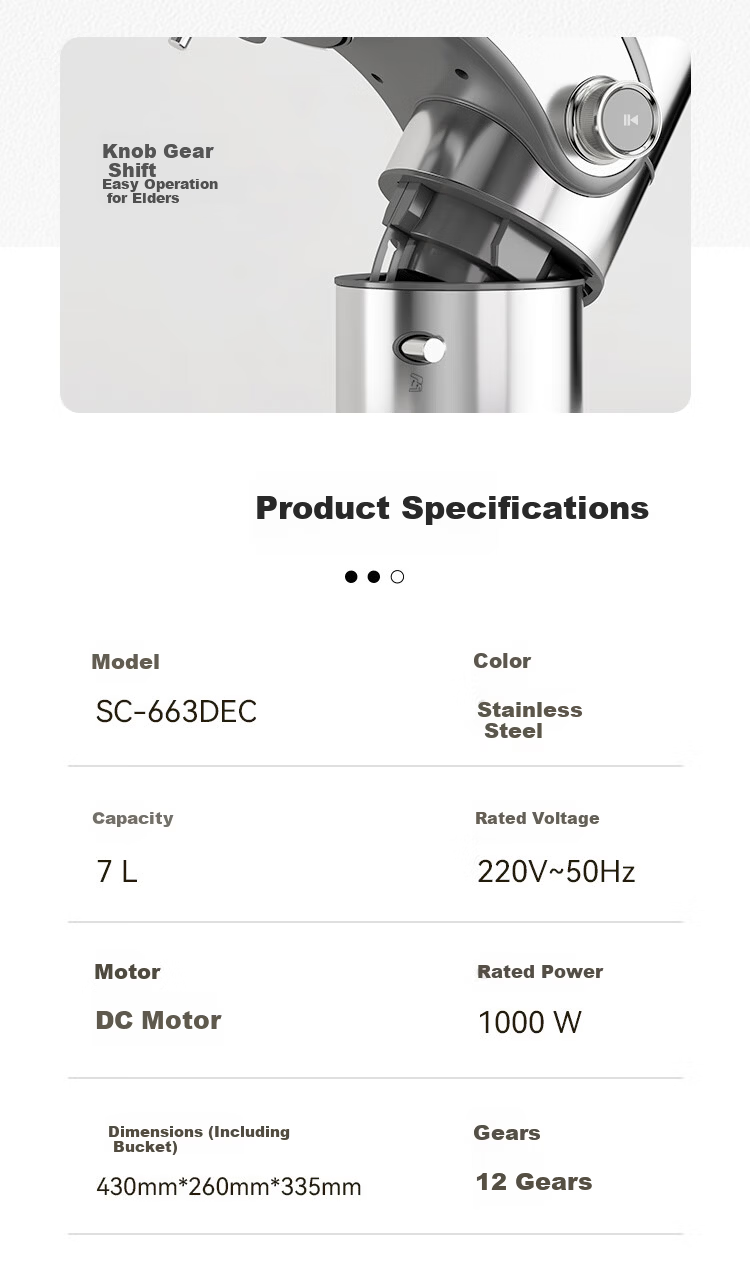AUX 12L Commercial and Home Use Chef Machine Dough Kneader Multifunctional Stand Mixer Fully Automatic Egg Beater Cream Mixer 2000W Fast Film Formation SC-617EC 15