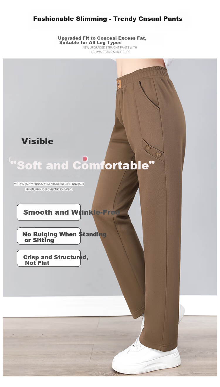 Woodpecker Women's Versatile Straight Loose Slimming Long Pants Spring Autumn New High Waist Sports Casual Pants Black 2XL 4