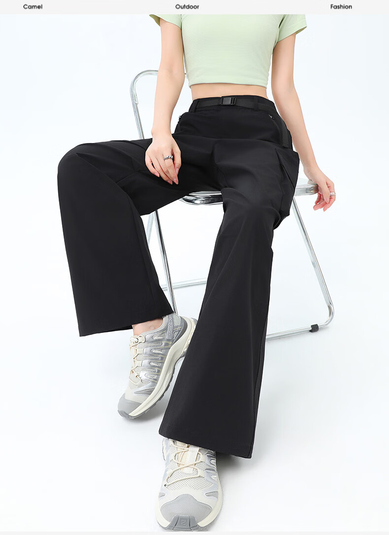 Xueqiman Women's Work Pants 2026 Summer New High-Waist Paratrooper Pants Windproof Waterproof Outdoor Hiking Sports Shell Pants 21