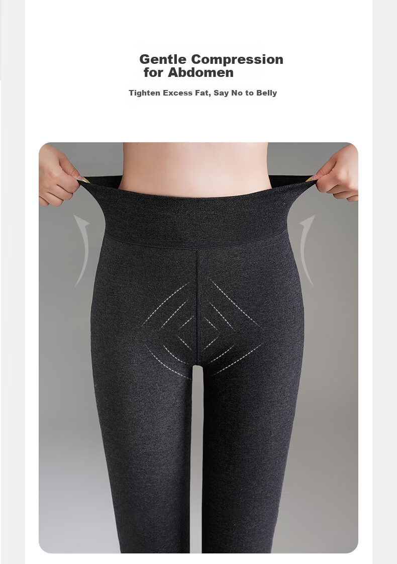 Mianxiang Weilai Women's Autumn Winter Leggings Tights Micro-Compression Vertical Stripes Warm Slim Fit Thin Thickened Skinny Petite 11