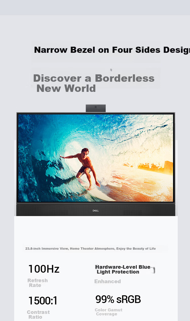 Dell Inspiron New High-End All-in-One Desktop Computer (13th Gen i5, 16GB RAM, 512GB SSD) Black 23.8-inch Screen Business Office Multimedia Learning Machine 8