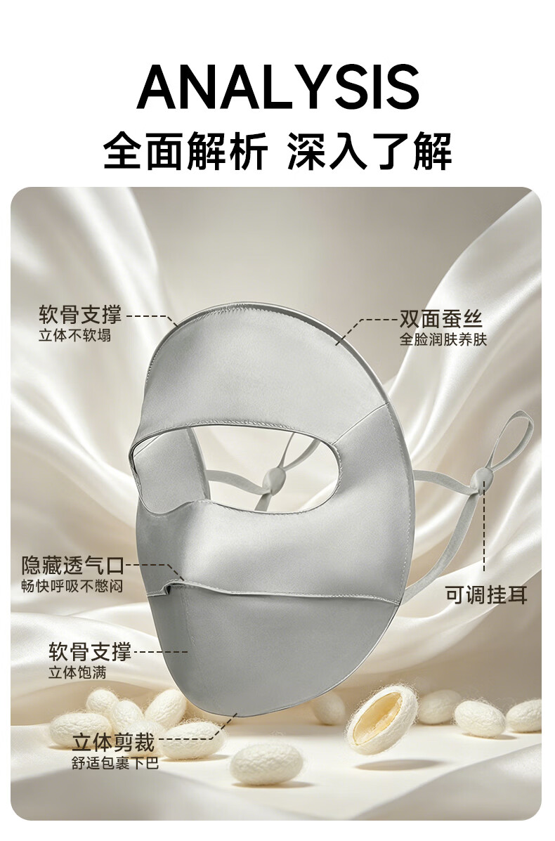 Miiow Men's Silk Sun Protection Full Face Mask UV Protection 100% Mulberry Silk Outdoor Mountaineering Cycling Face Bikini Mask 2