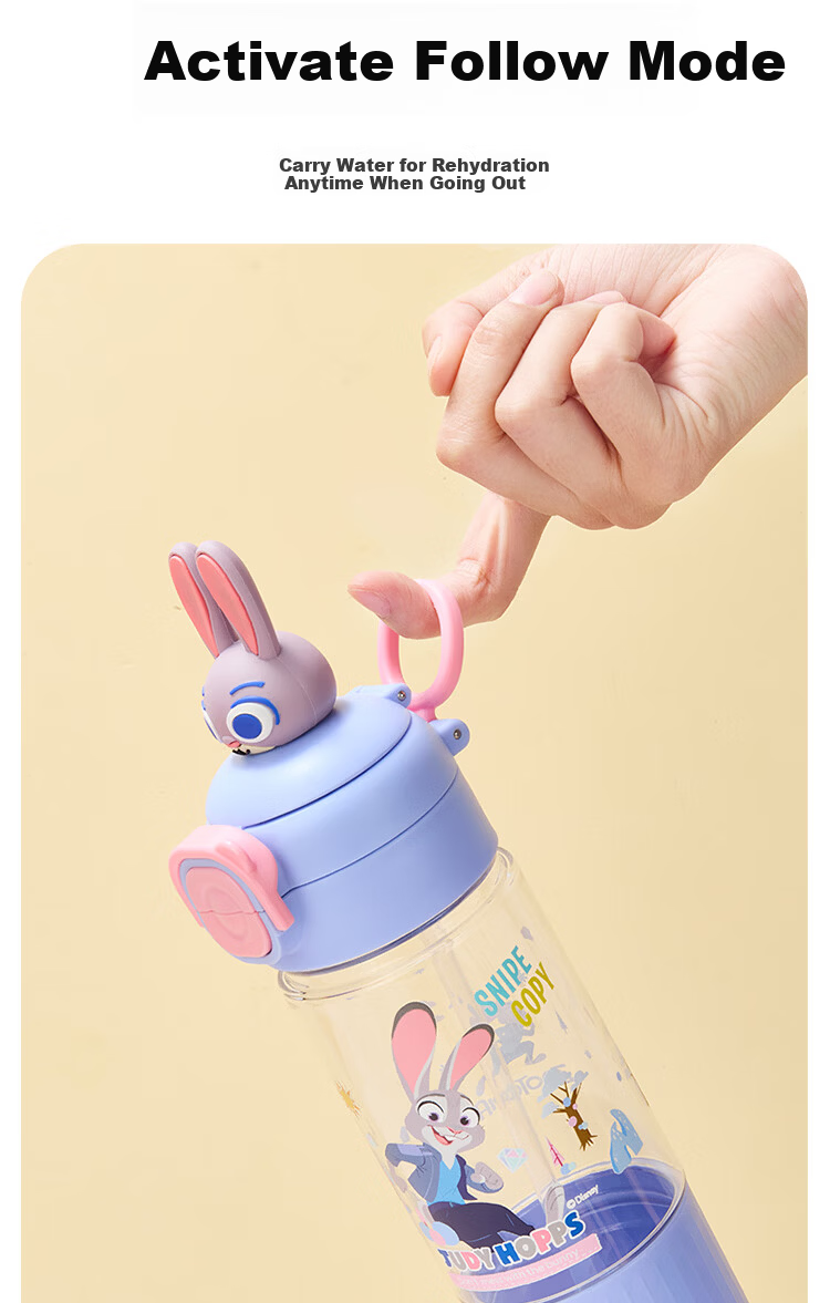 Disney Zootopia Kids Plastic Sports Water Bottle Student Portable Straw Cup Direct Drinking Cup 1