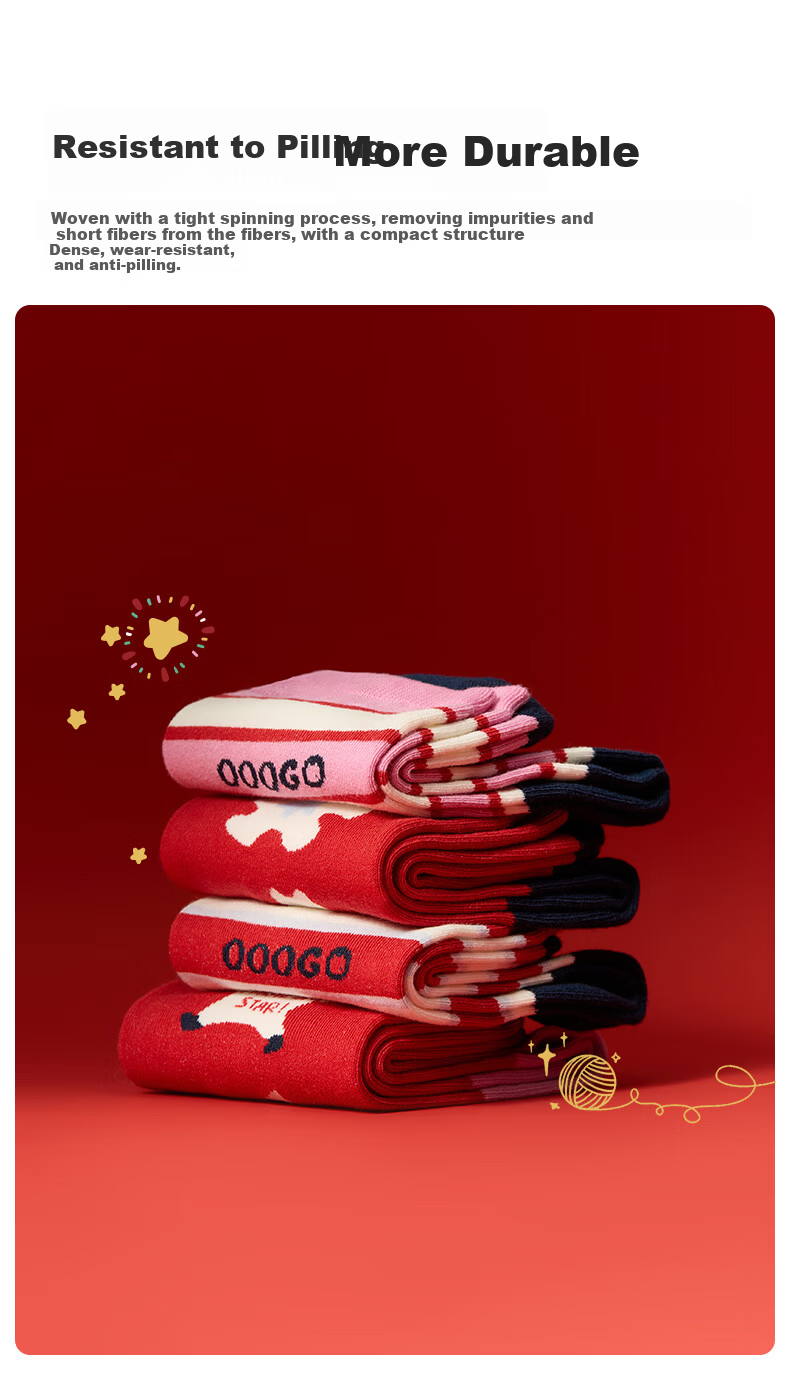 Like uu Children's Socks Gift Box Red New Year 2025 Developmental Period Primary School Student Gift for Boys and Girls 3