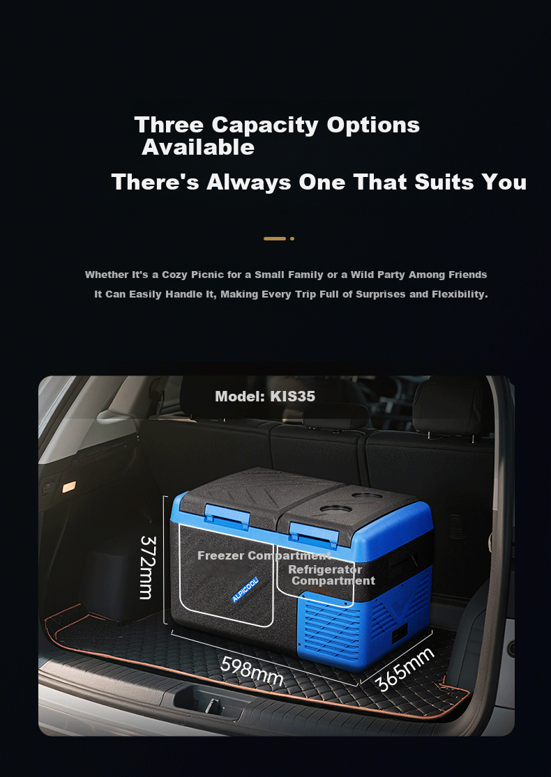 Alpicool Car Refrigerator, Compressor Cooling KIS35, Dual Temperature Control, Freezing And Refrigeration, Double Doors, 12V/24V/220V, for Trucks 9