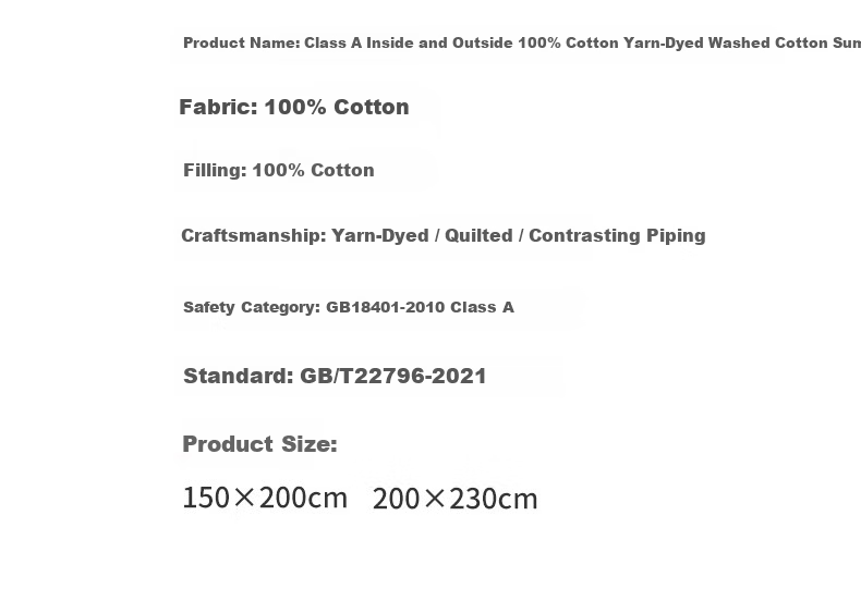 MUJI A-Class All-Cotton Summer Quilt Four-Piece Set Home Air-Conditioned Thin Quilt Bed Sheet Quilt Core 200*230cm 19