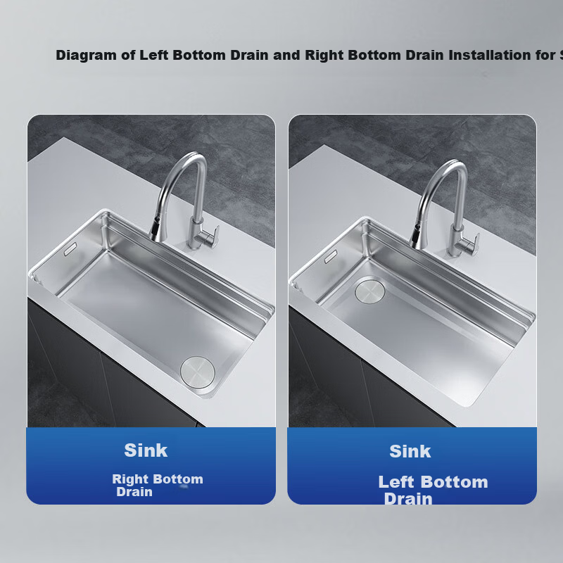 HIGOLD 304 Stainless Steel Kitchen Sink Integrated Large Single Bowl Vegetable Washing and Dishwashing Basin Set Top Mount and Undermount 3