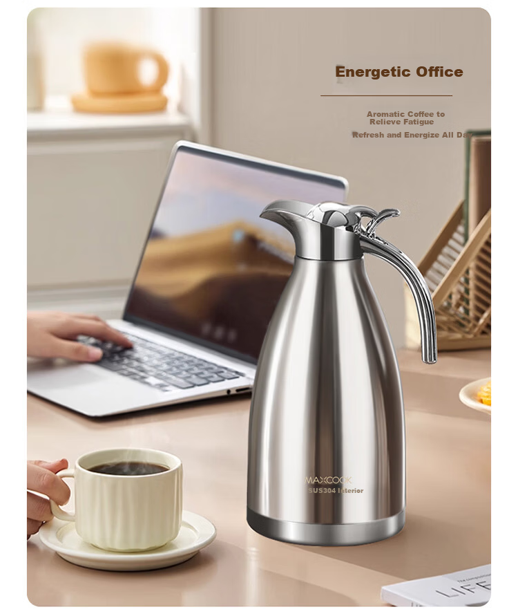 MAXCOOK Insulated Flask 304 Stainless Steel Vacuum Thermos Home Dormitory Hot Water Bottle 2L Natural Silver MCH-478 10