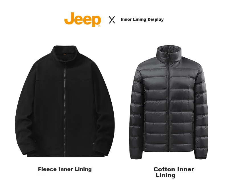 JEEP Men's 3-in-1 Jacket Autumn Winter Outdoor Waterproof Thickened Warm Mountaineering Coat Black 2XL 5