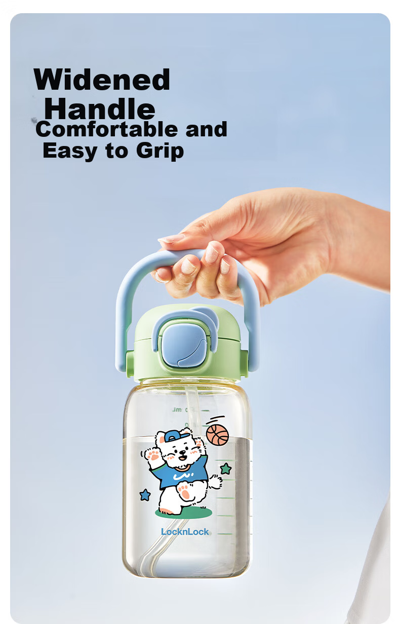 Lock&Lock Straw Cup Children's Water Bottle 3-6 Years Old Direct Drinking Cup Kindergarten Baby Drinking Cup PPSU Portable Outdoor Water Bottle 7