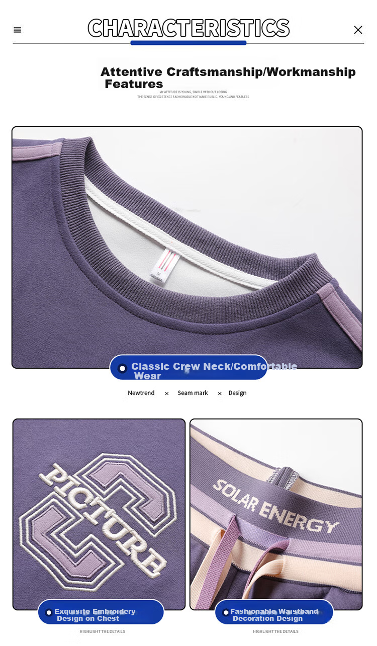 Woodpecker Women's Sports Long Sleeve Set Autumn Fashion Slim Casual Plus Size Sweatshirt Two-Piece Light Purple 2XL 2