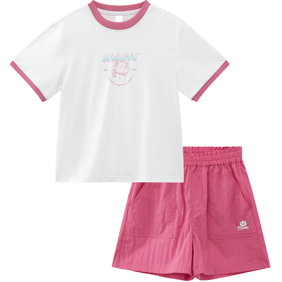 Disney Kids Boys and Girls Short Sleeve Set 2026 Summer New Children's Pure Cotton Casual Set Off-White 130
