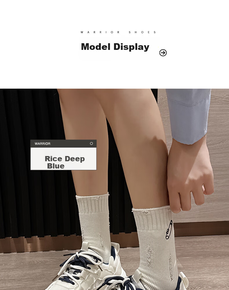 Warrior Official Women's Shoes 2026 Summer New Sports Shoes Women's Height Increasing Dad Sneakers Casual Shoes Beige Deep Blue Size 38 6