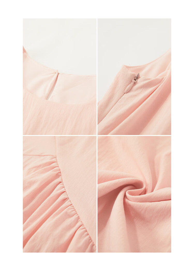 MT Light Oxygen Variations Summer Urban Elegant Round Neck Pleated Splicing Straight Sleeveless Long Dress for Women 13