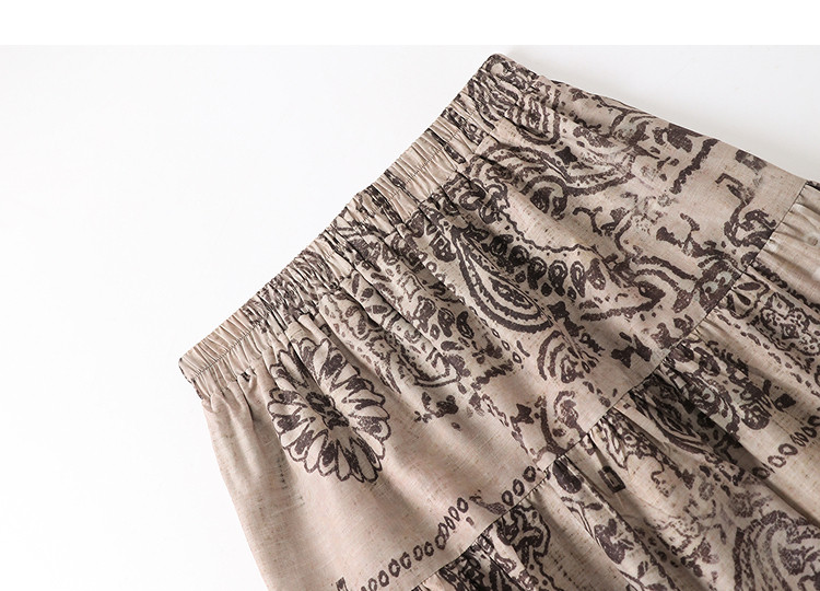 Demana Tropical Forest Summer Layered Texture Elastic Waist Printed A-Line Slimming Loose Skirt for Women Premium 17