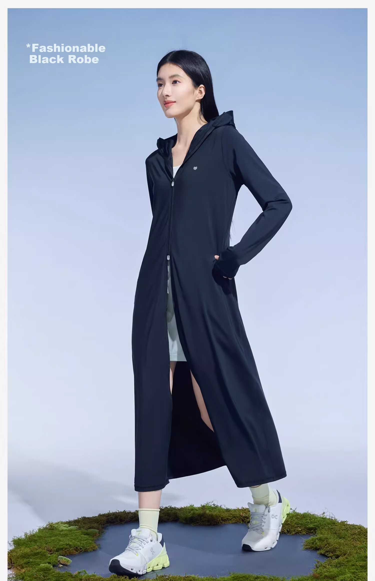 Moxun [Zhao Lusi Same Style] Long Sun Protection Jacket for Women UV Protection Breathable Full-Length Coat Robe Windbreaker 26