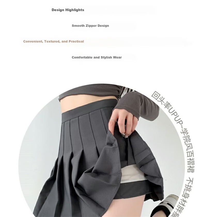Langsha Pleated Skirt Women Spring 2026 New High Waist Slimming College Style A-Line Mini Skirt Petite JK Suit Short Skirt 3