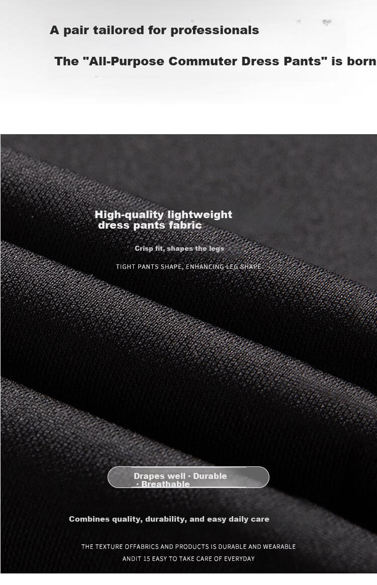 Miiow Men's Lightweight Business Four-Way Stretch Casual Pants Spring Autumn New High Elastic Breathable Slim Trousers for Men 6