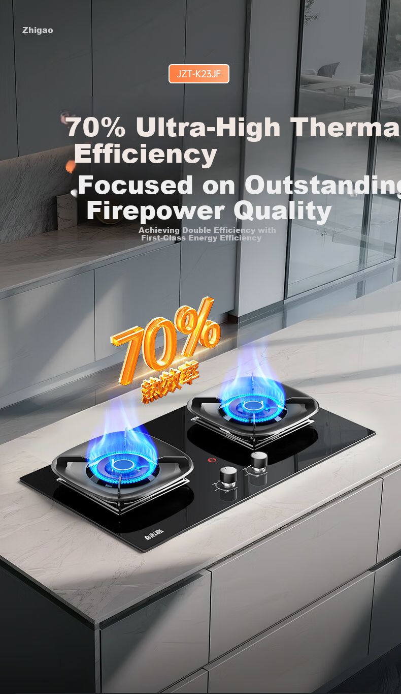 CHIGO Natural Gas Stove 1st Level Energy Efficiency Gas Cooker Double Burner 5.2kW High Flame Built-in Desktop 70% Thermal Efficiency JZT-K23JF with 15% Government Subsidy 4