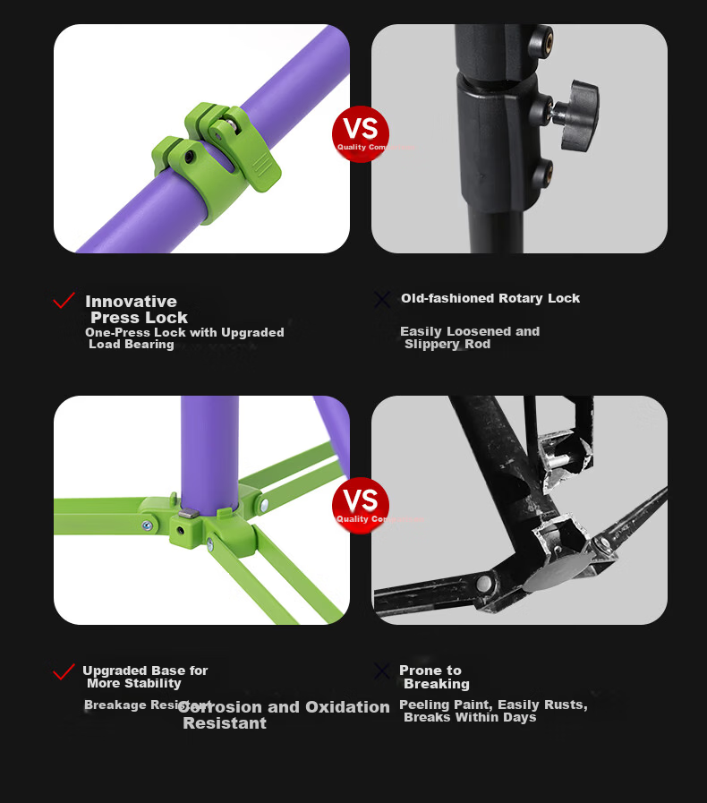 AMBITFUL ZhiJie Purple Green GM280P Portable 2.8m Pneumatic Light Stand 1/4 Inch Interface Photography Flashlight Tripod Heavy-Duty Universal 10