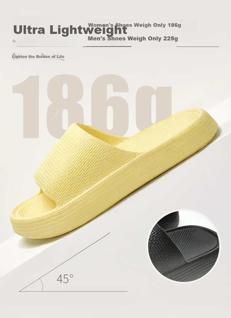 Banzhulin 2026 Men's And Women's New Thick-Soled Indoor Non-Slip Slippers, Ultra-Light Style - Black Men's Size 40-41 2