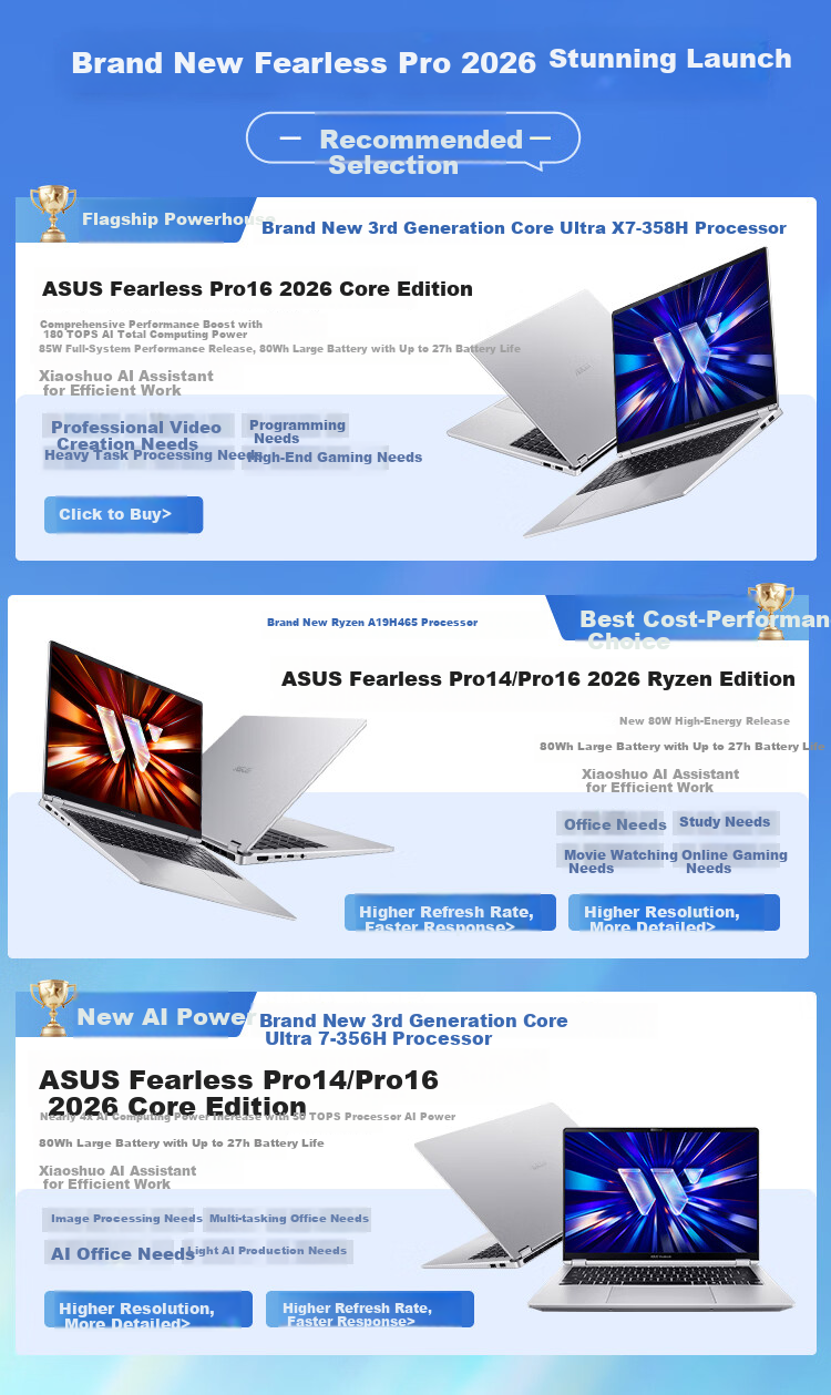 ASUS Vivobook Pro16 Core Edition 2026 15% National Subsidy 3rd Gen Ultra X7 AI Lightweight Laptop (32GB RAM 1TB SSD 1100-nit OLED) 1