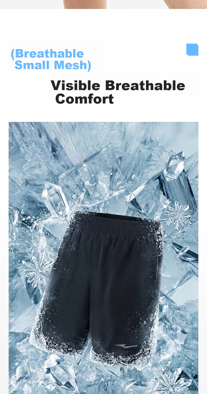 ERKE Men's Summer Sports Shorts Five-Point Ice Cooling Breathable Moisture-Wicking Quick-Dry Woven Training Running Casual Pants 4
