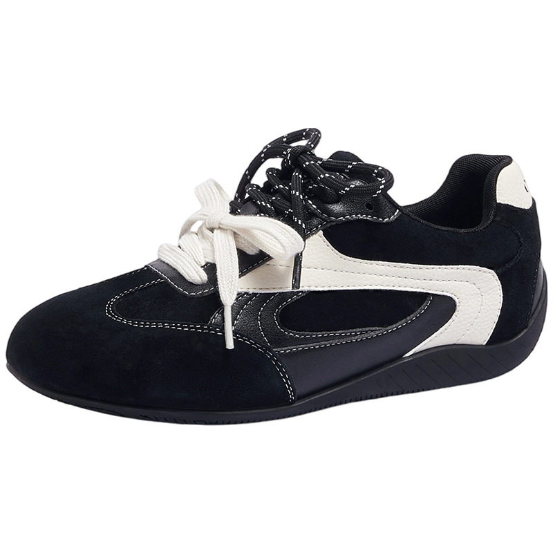 CAMEL Feichi Women's Retro Suede Lightweight Racing Shoes L26S202002 Black/White Size 37