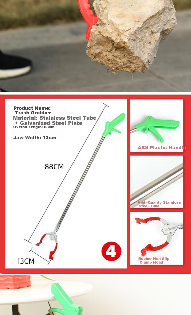 Bingyou Garbage Grabber Long Handle Sanitation Picker Trash Tongs Litter Picker Fire Tongs Cleaning Tool Hygiene Clamp 4