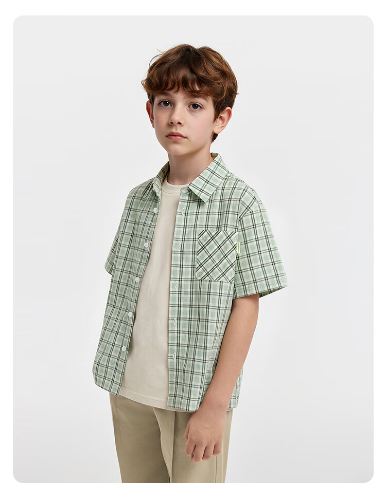 Balabala [balaOne] Boys' Short Sleeve Shirt Children's Big Kids Shirt 2026 Summer Cotton 21