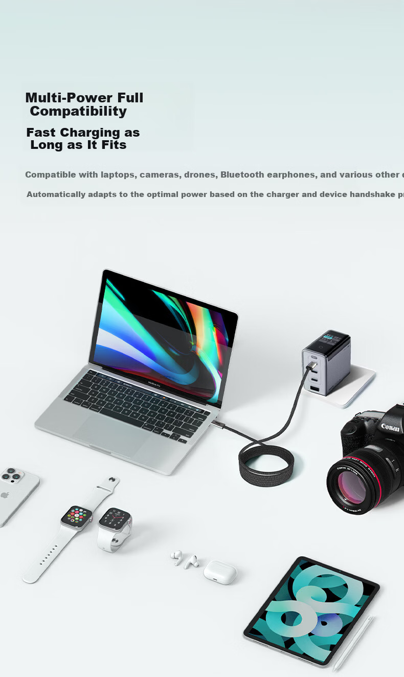 MIIIW Magnetic Type-C Data Cable 120W 6A CTC Fast Charging Cable Compatible with Apple 17/16, Xiaomi, Huawei, iPad, Laptop 1.5m 9