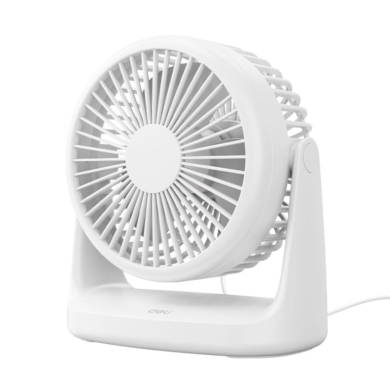 Deli USB Desktop Fan, Two-Speed, Quiet Operation, Home Use, Small Table Fan, Electric Fan, Compact for Bedroom And Office Desk, Student Dormitory Fan - LK201 White