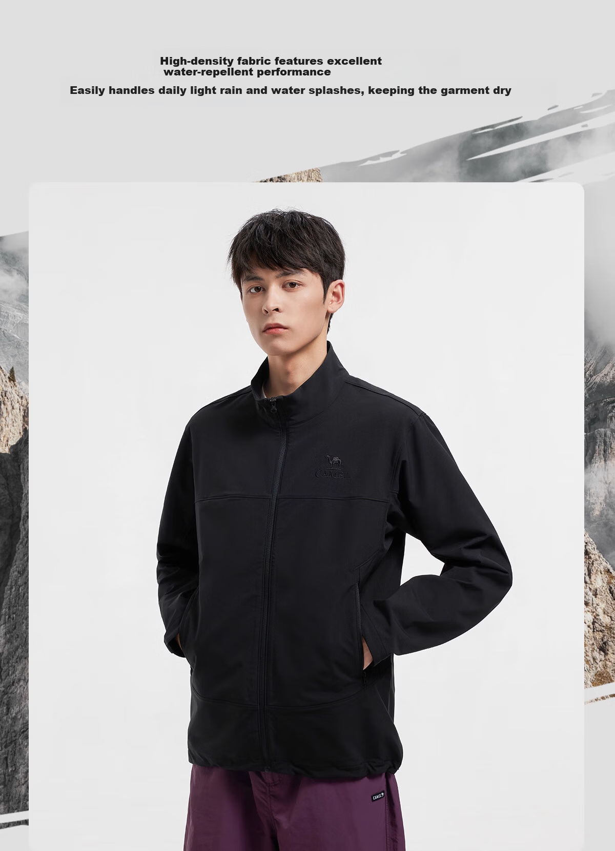 CAMEL Outdoor Softshell Jacket Men Stand Collar Windproof Warm Casual Jacket Durable Tear-Resistant Hiking Mountaineering Jacket Women 1279 7