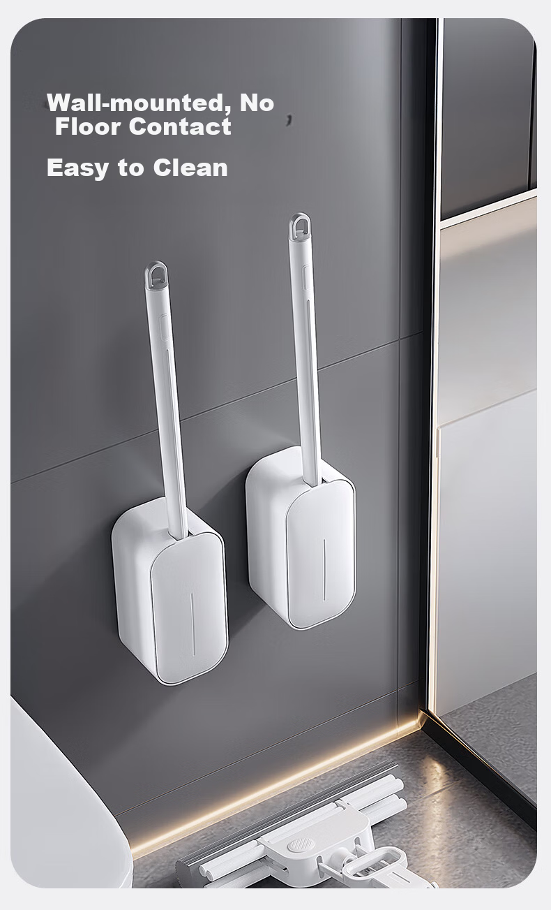 COODORA Disposable Toilet Brush Wall-Mounted No Drilling 36 Replacement Heads Cleaning Tool 11