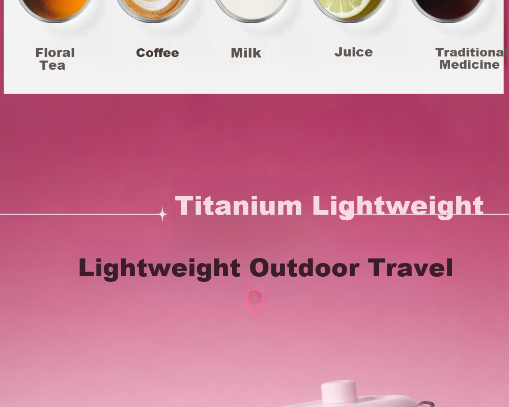 Fuguang Pure Titanium Insulated Water Bottle for Women High-Value Titanium Straw Portable Coffee Tea Cup Gift 18