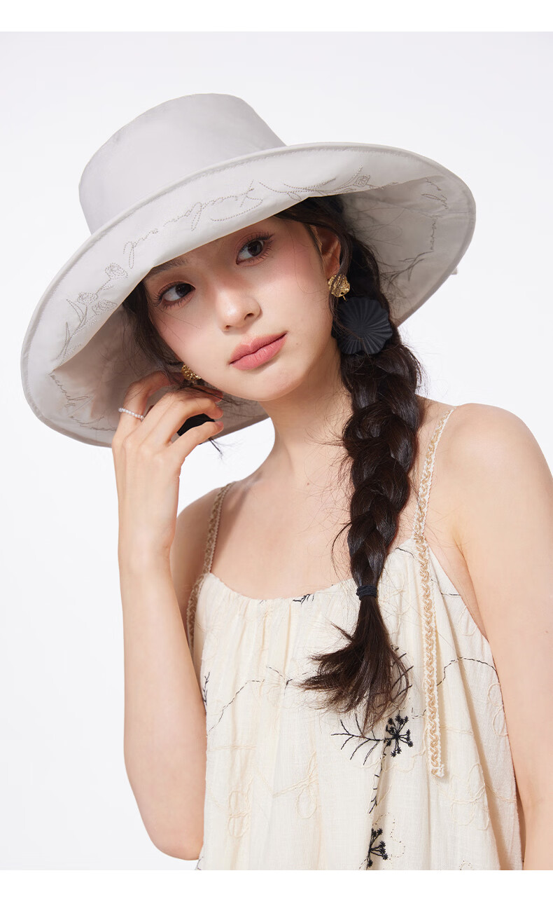 CACUSS Large Brim Sun Hat Women Summer Outdoor Cotton Embroidered Reversible Bucket Hat Pink 13