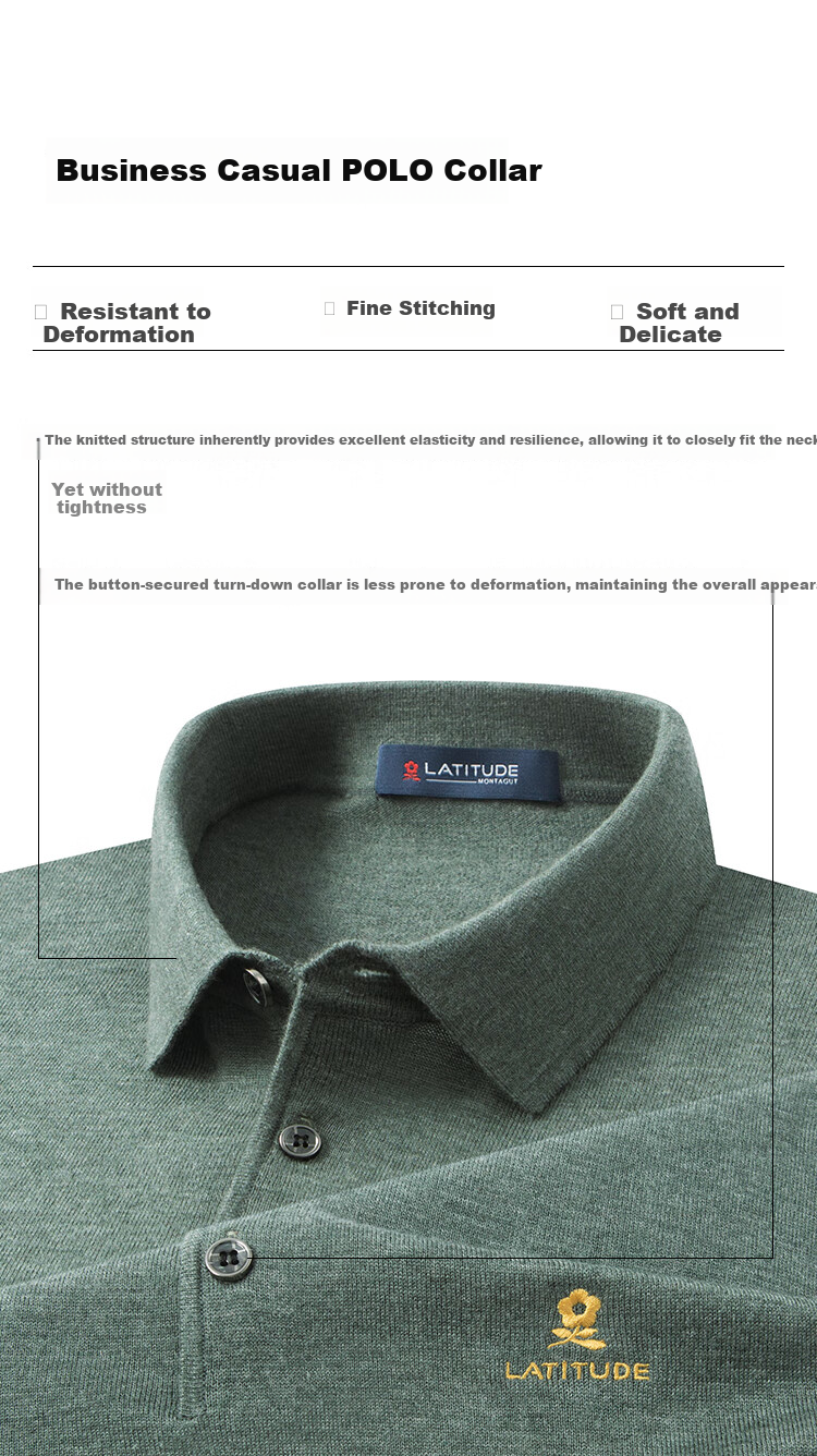 MONTAGUT New Year Men's Knit Sweater with Mulberry Silk and Wool Casual Pullover Dark Gray (Collared) 3XL 6