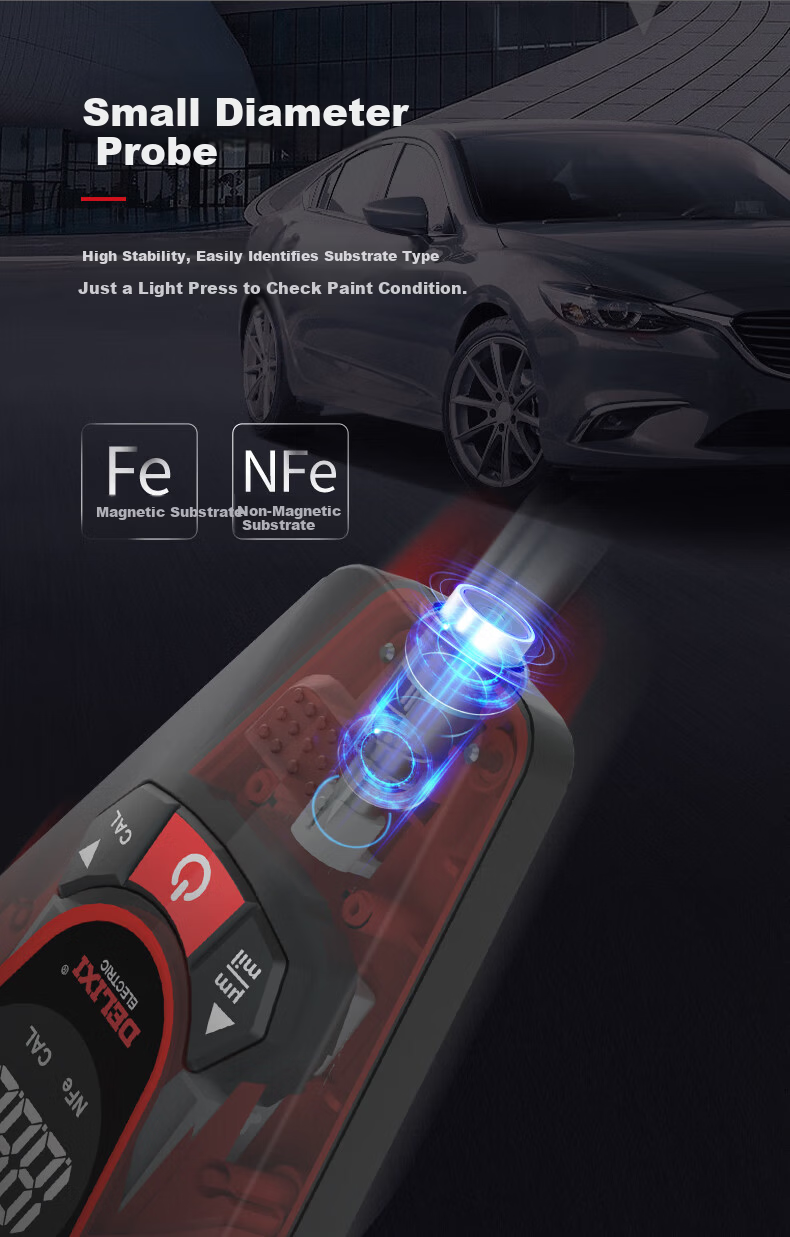 DELIXI ELECTRIC Digital Coating Thickness Gauge Automotive Paint Film Thickness Tester DTG D33 8