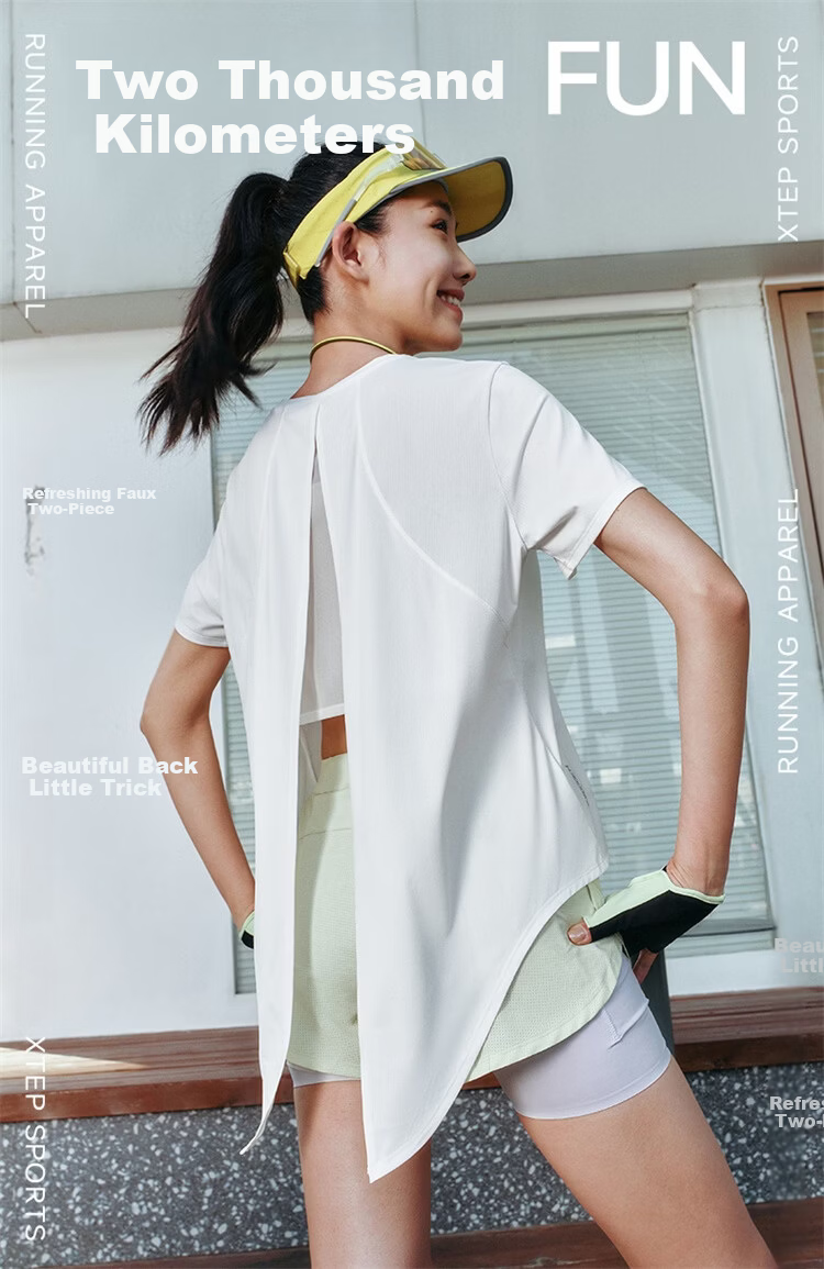 Xtep 2000KM FUN Women's Breathable Quick-Dry Running Printed Moisture-Wicking Summer Short Sleeve Shirt 1