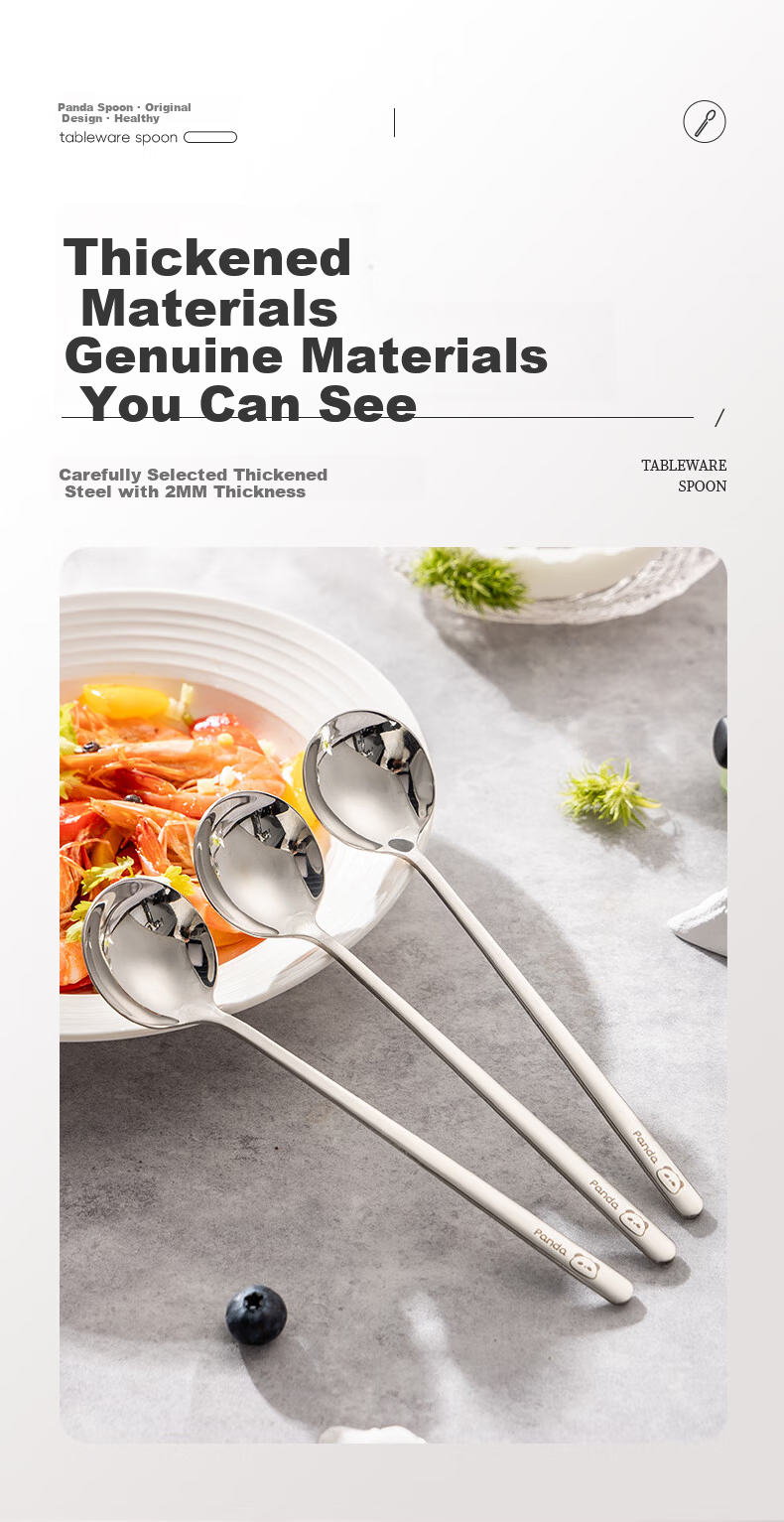 Guangyi 316L Stainless Steel Large Thickened Soup Spoon Serving Spoon Long Handle Rice Spoon 2 Pieces GY1490 11