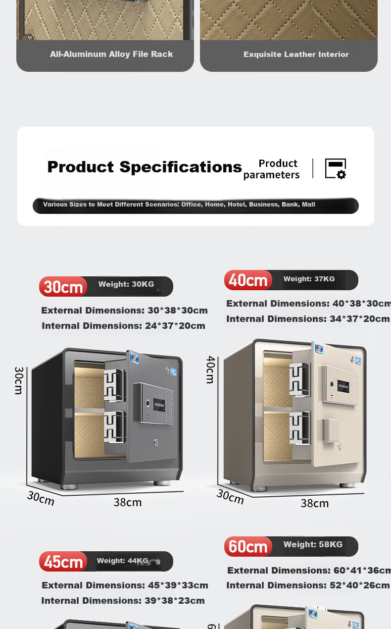 Hupai Home Safe, CSP National Standard Certified, All-Steel Anti-Theft And Tamperproof, Small Integrated Storage Box, 60CM, Fingerprint And Password Lock 20