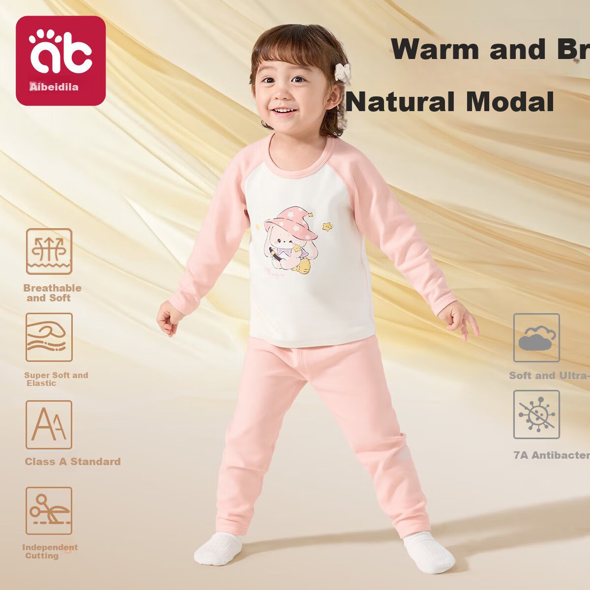Aibedila Children's Sleepwear Boys and Girls Autumn Modal Cotton A-Class Long Sleeve Thermal Homewear Set