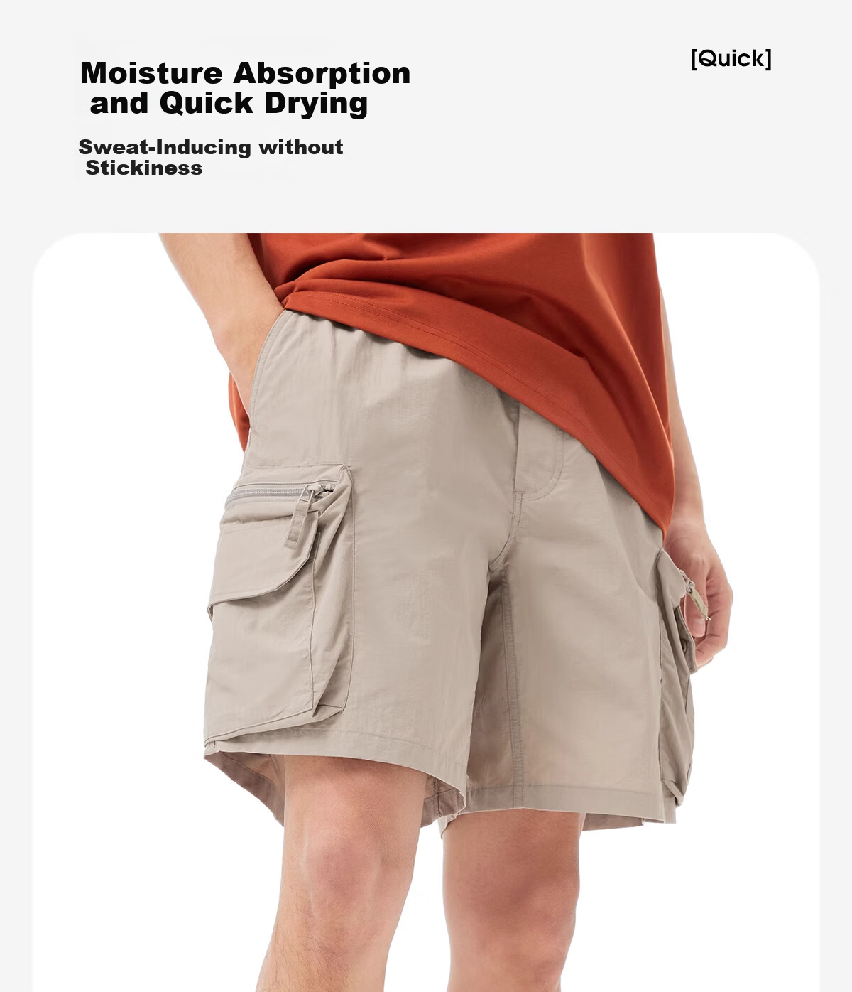 CAMEL Outdoor Quick-Dry Cargo Shorts Cooling Breathable Sun-Protective Loose Wide-Leg Quick-Dry Pants 5050 L 5