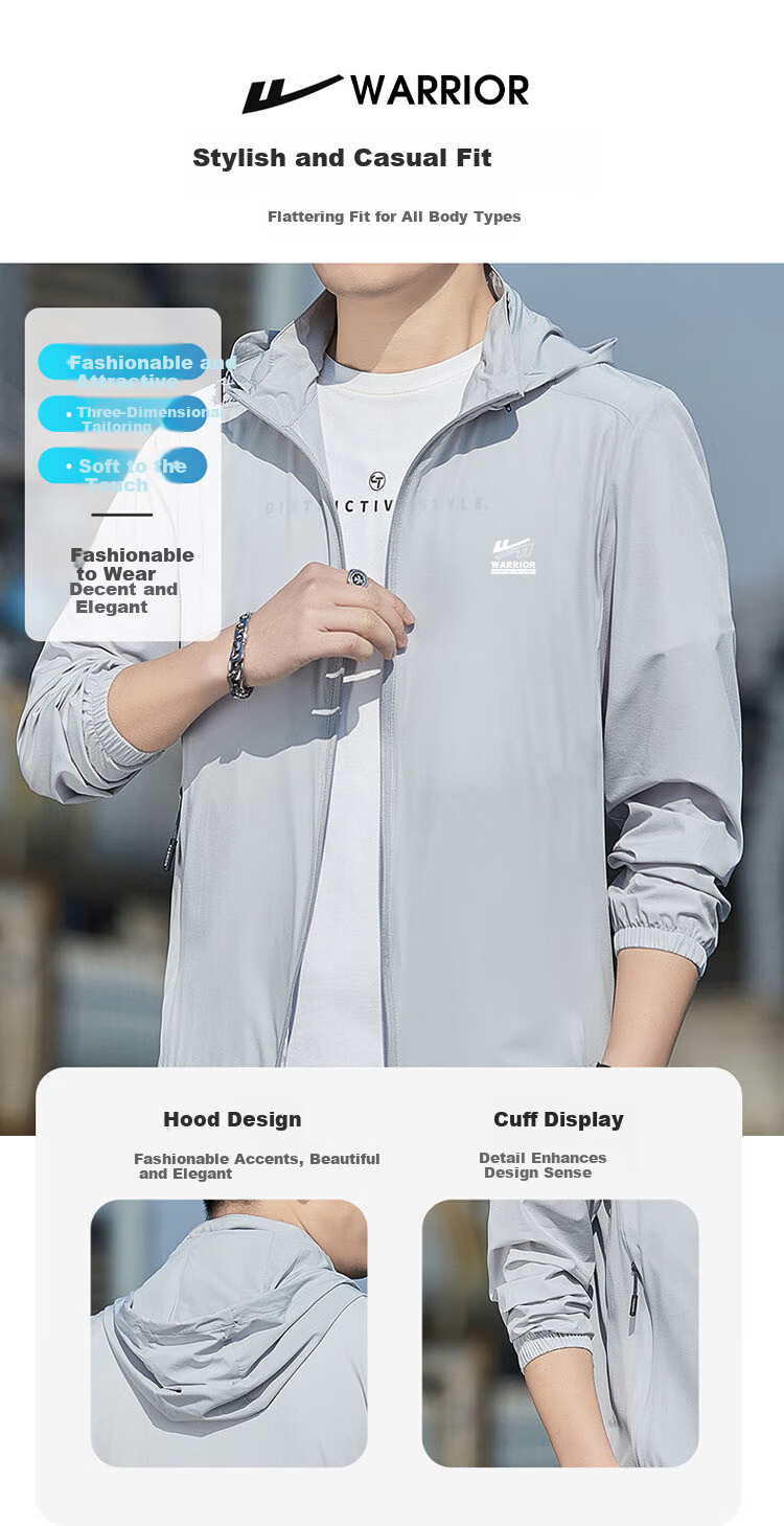 Huili Sun Protection Clothing for Men, UV-Resistant, 2026 Summer New Style, Quick-Dry Sun Protection Jacket for Me 4